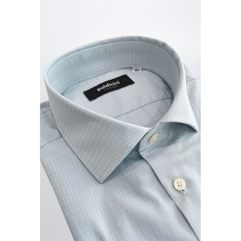 Baldinini Trend Light Blue Cotton Men Shirt - ClickThatClicks 