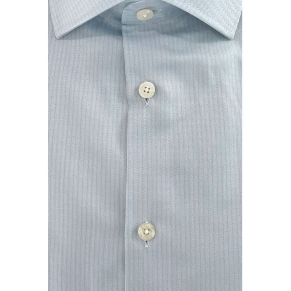 Baldinini Trend Light Blue Cotton Men Shirt - ClickThatClicks 