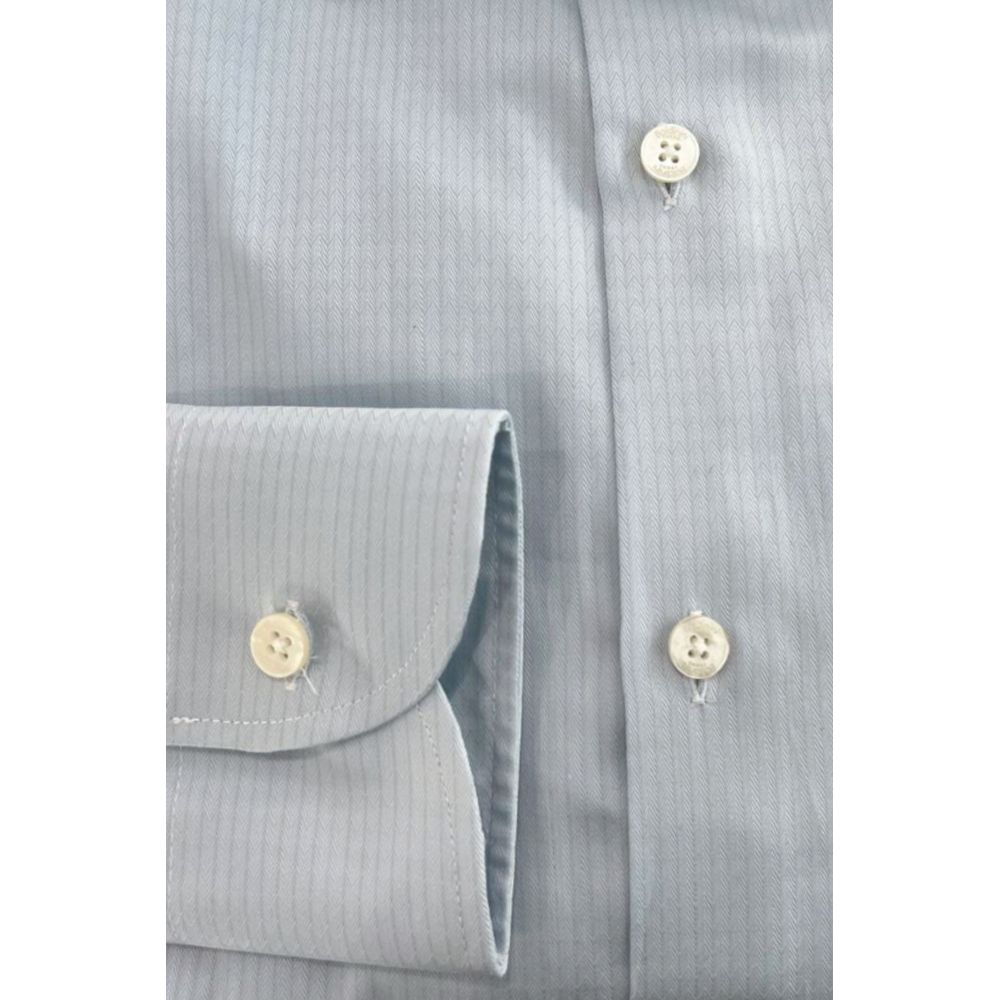 Baldinini Trend Light Blue Cotton Men Shirt - ClickThatClicks 