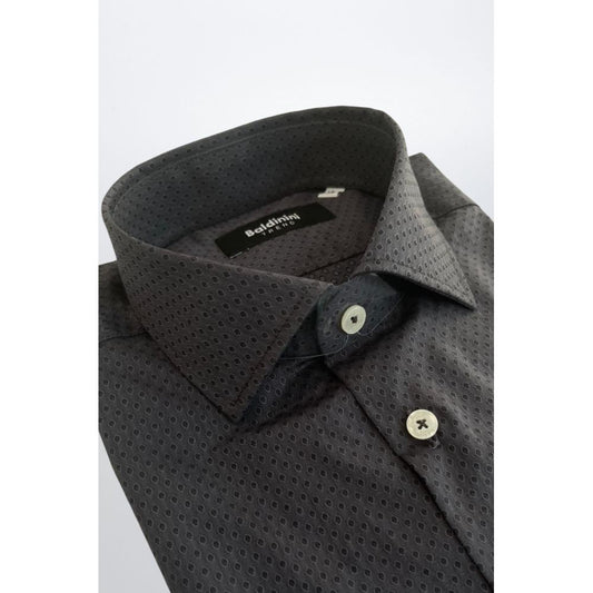 Baldinini Trend Gray Cotton Men Shirt - ClickThatClicks 