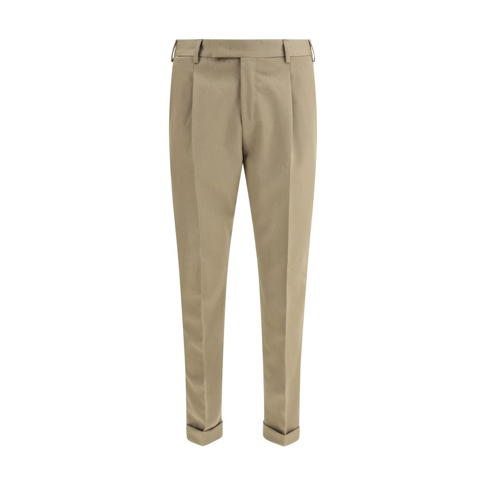 PT Torino Green Fleece Wool Dress Pants