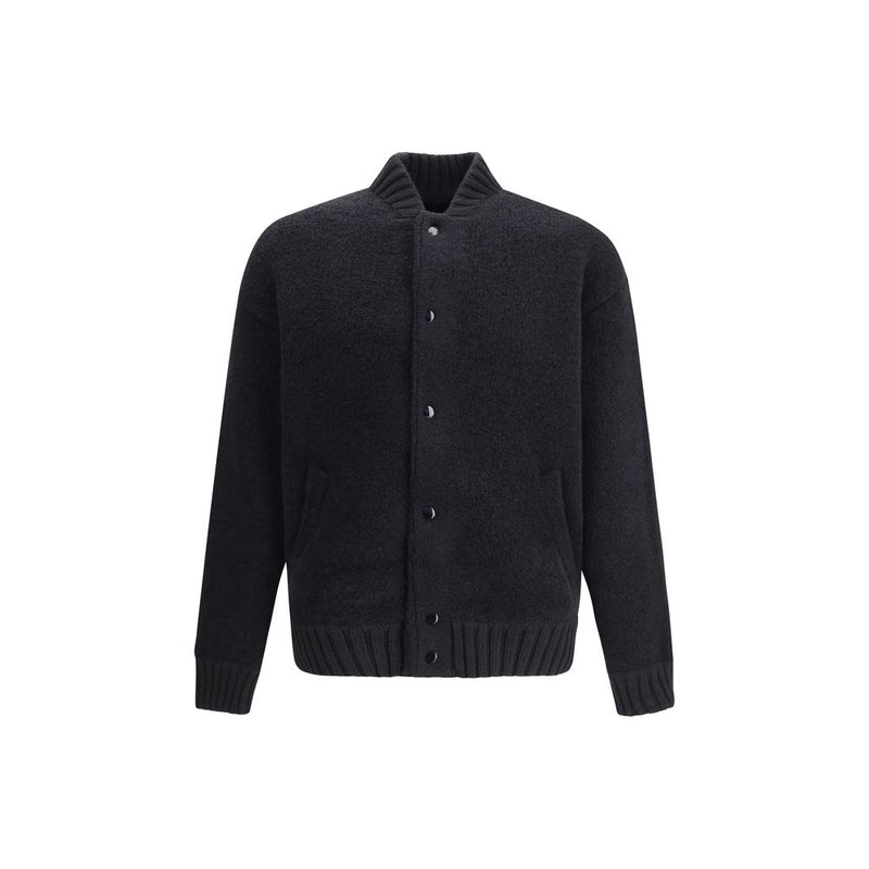 Laneus Black Merino Wool Bomber