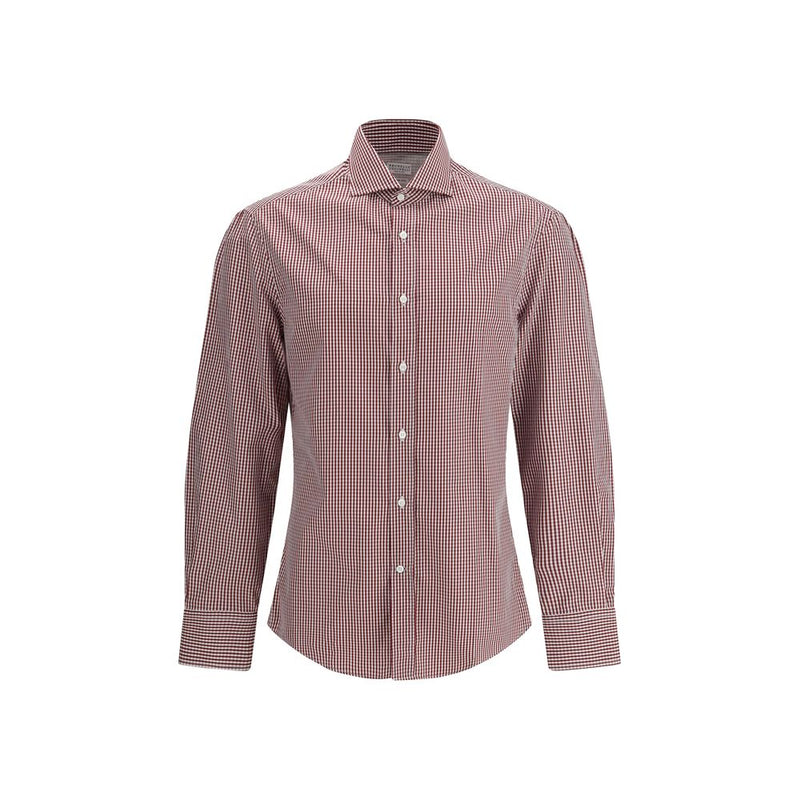 Brunello Cucinelli Red Cotton Pattern Shirt