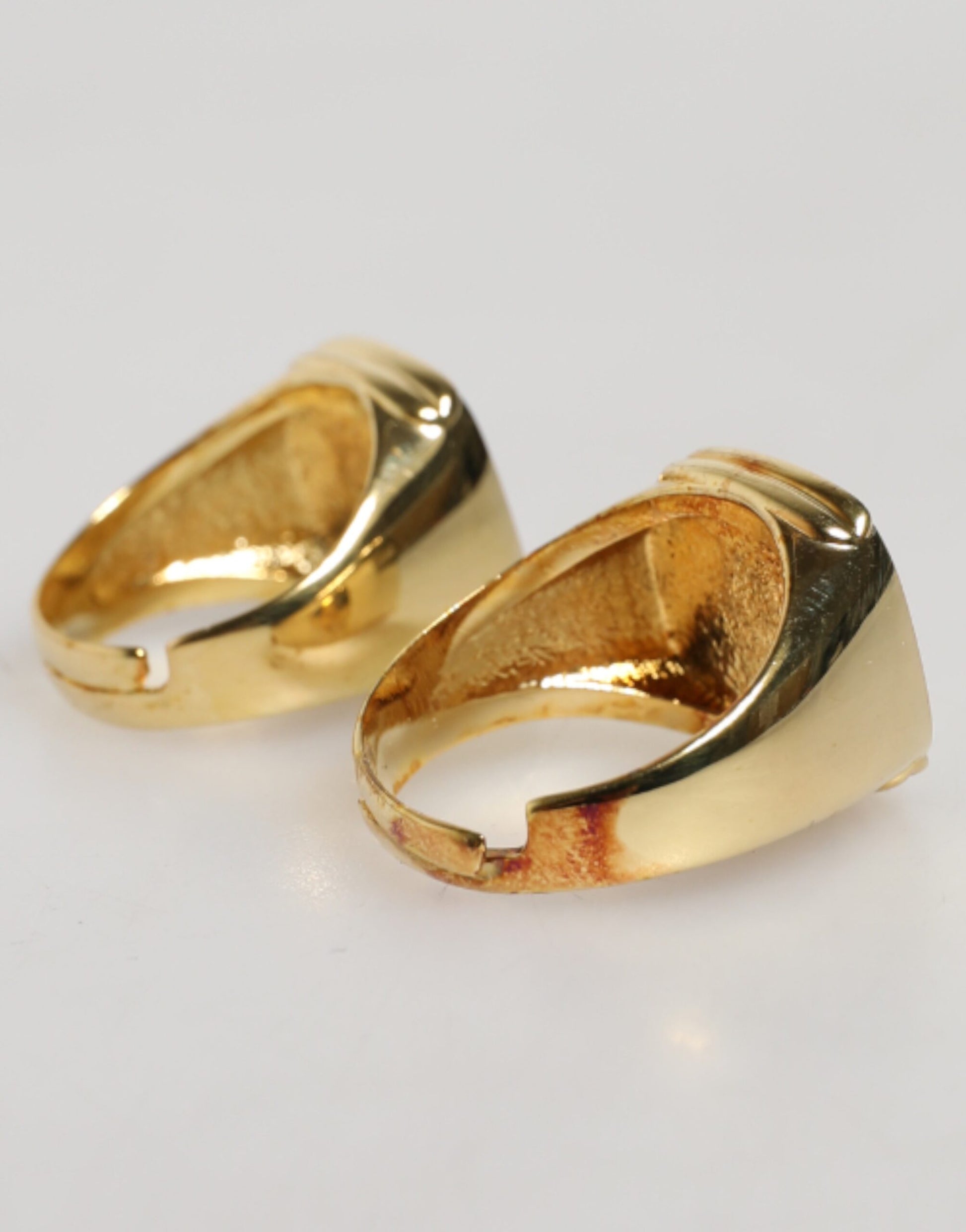 Dolce & Gabbana Gold-Tone Real Brass Black Enamel "DG" Adjustable Rings - ClickThatClicks 
