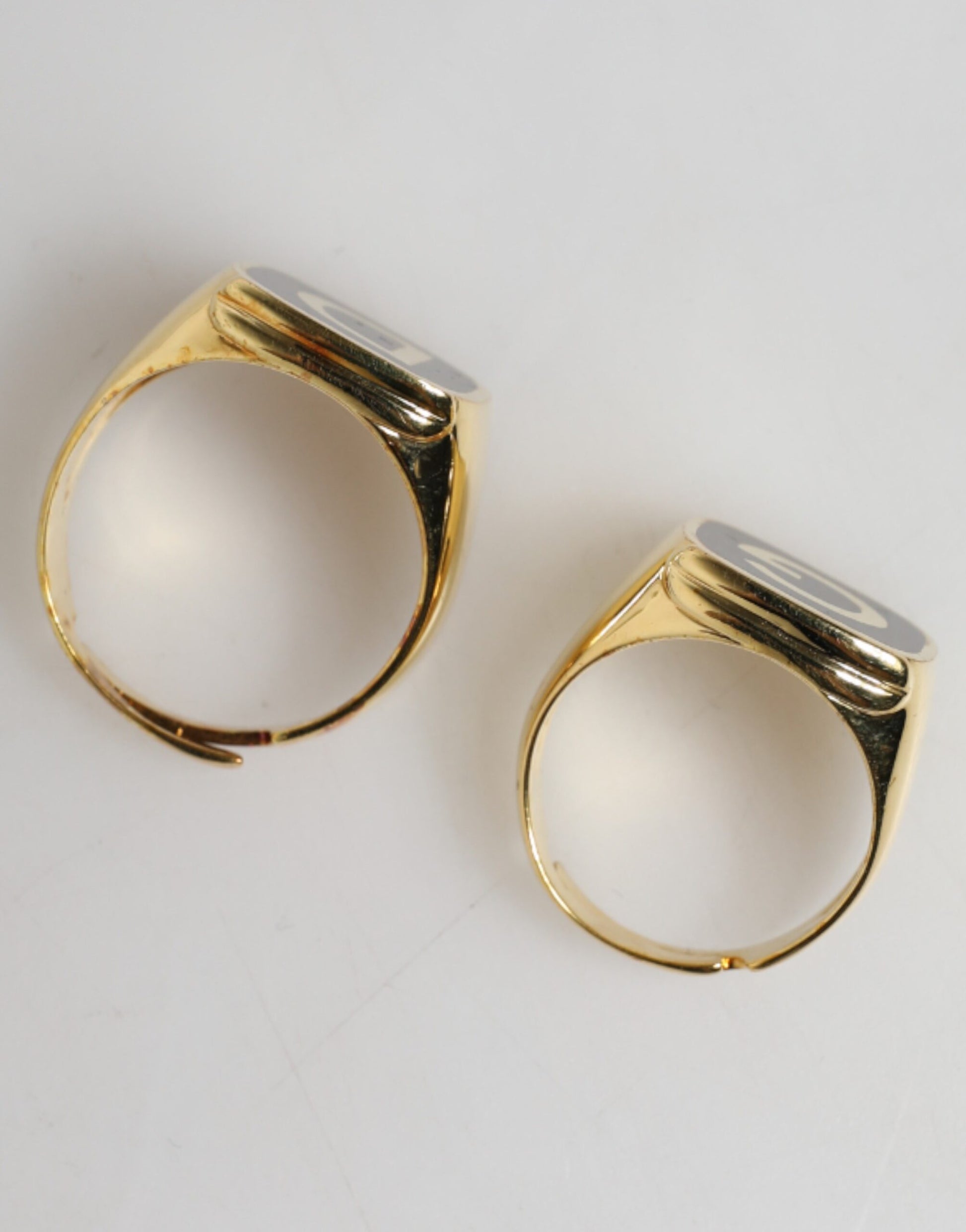 Dolce & Gabbana Gold-Tone Real Brass Black Enamel "DG" Adjustable Rings - ClickThatClicks 