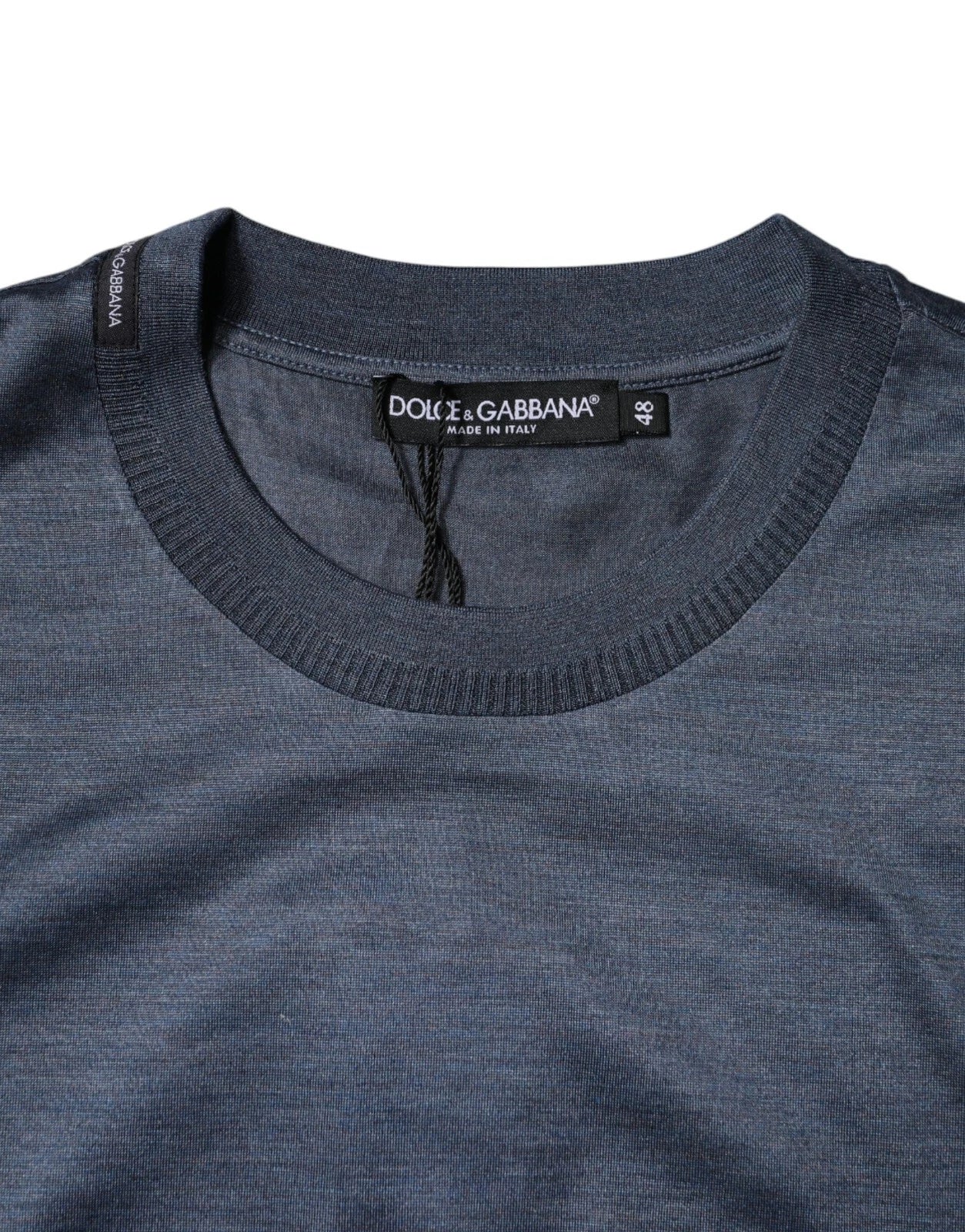 Dolce & Gabbana Blue Silk Crew Neck Short Sleeves Men T-shirt - ClickThatClicks 