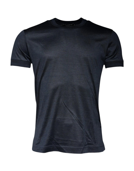 Dolce & Gabbana Blue Silk Crew Neck Short Sleeves Men T-shirt - ClickThatClicks 