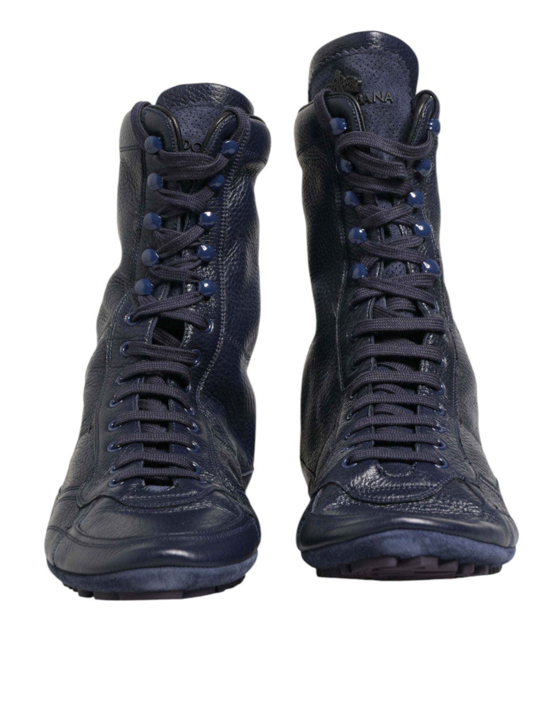 Dolce & Gabbana Dark Blue Deer Leather Mid Calf Boots Shoes - ClickThatClicks 