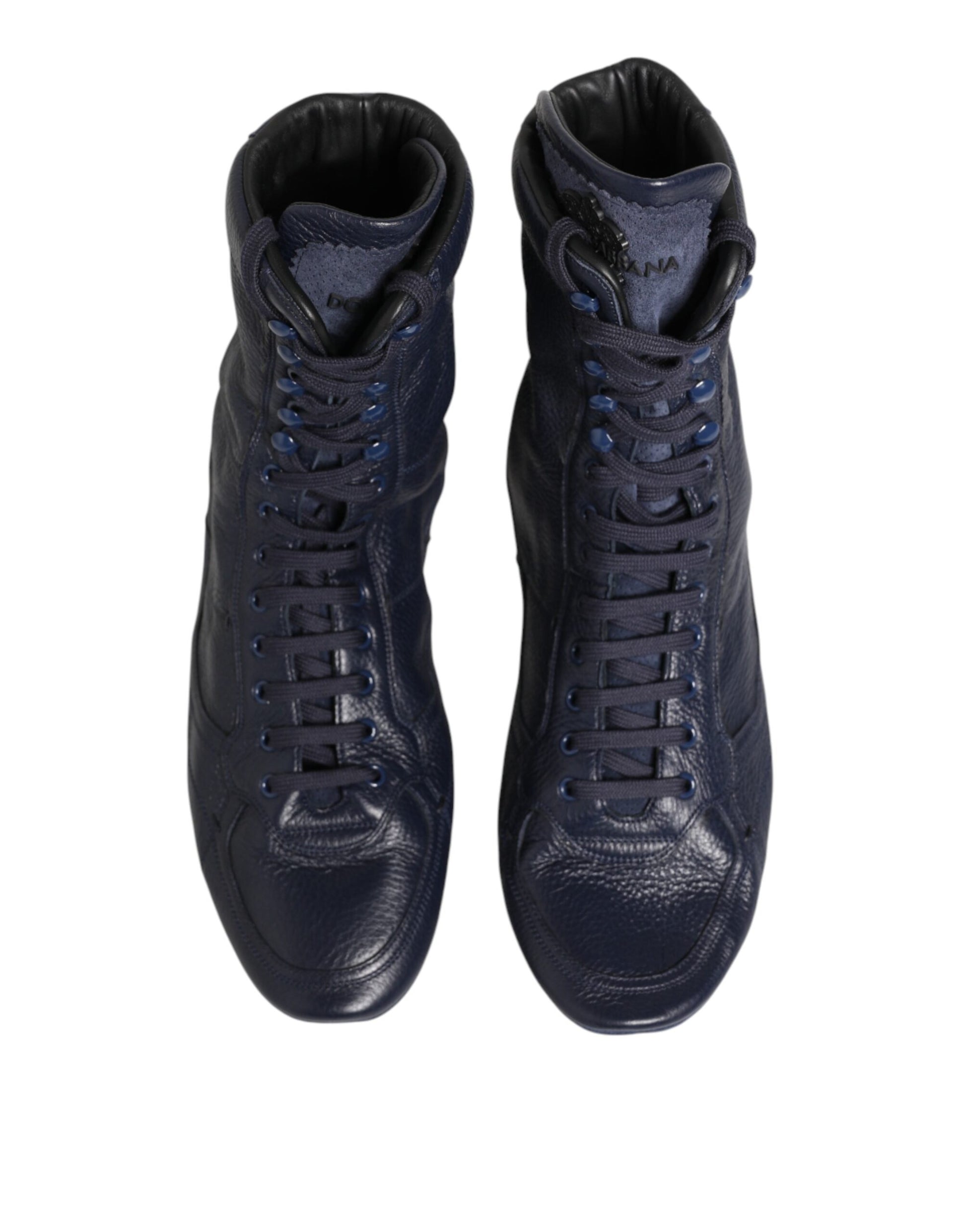 Dolce & Gabbana Dark Blue Deer Leather Mid Calf Boots Shoes - ClickThatClicks 