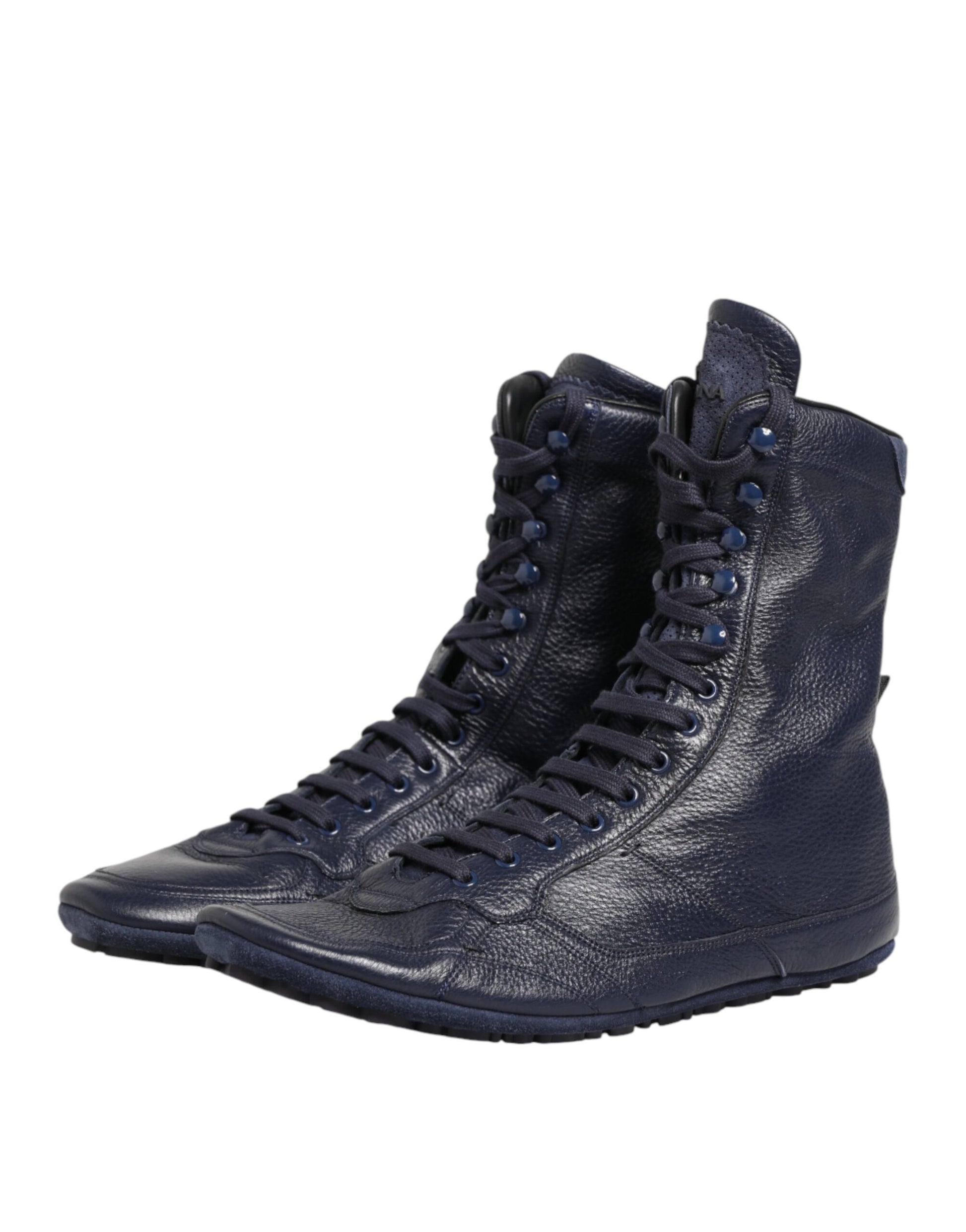 Dolce & Gabbana Dark Blue Deer Leather Mid Calf Boots Shoes - ClickThatClicks 