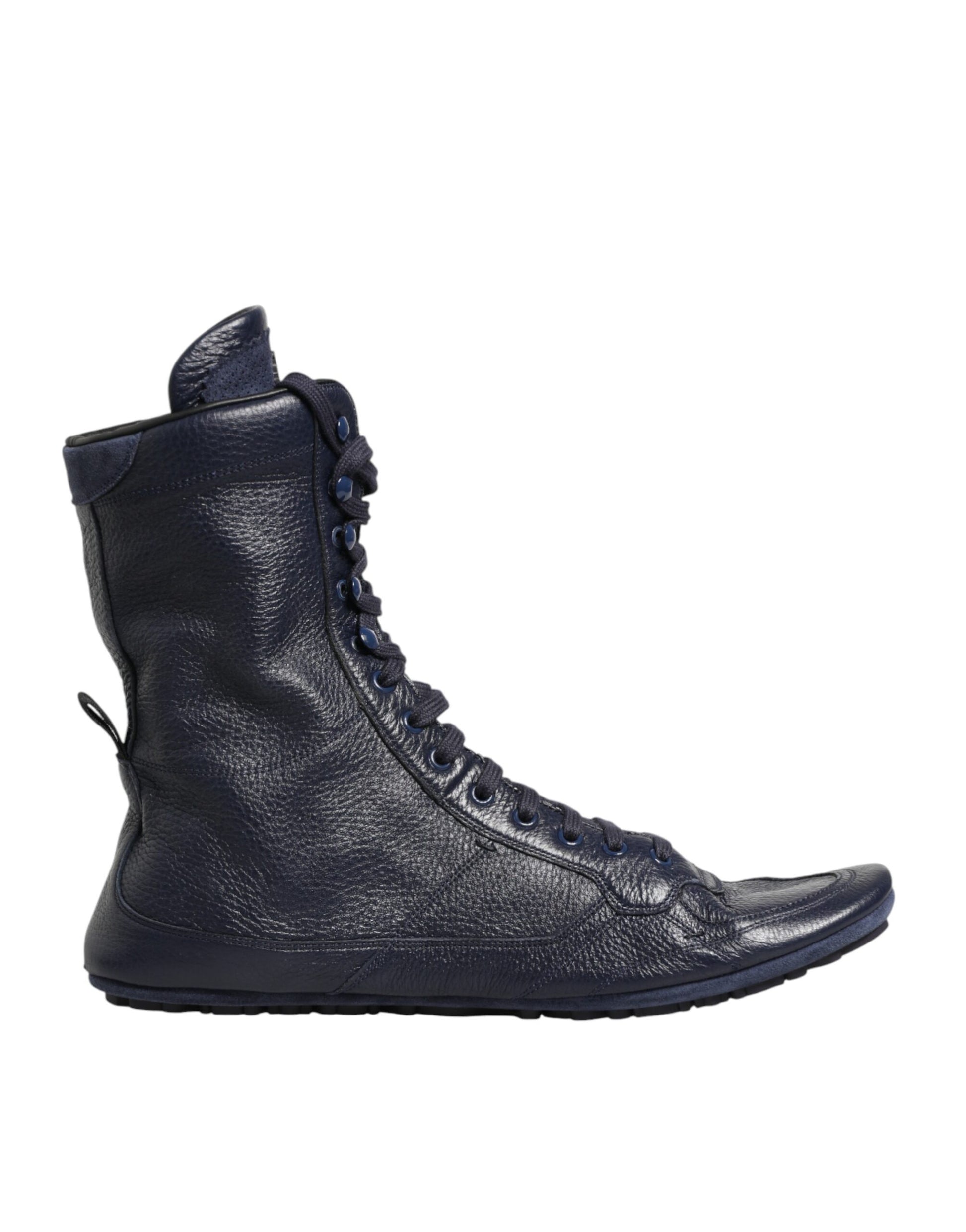 Dolce & Gabbana Dark Blue Deer Leather Mid Calf Boots Shoes - ClickThatClicks 