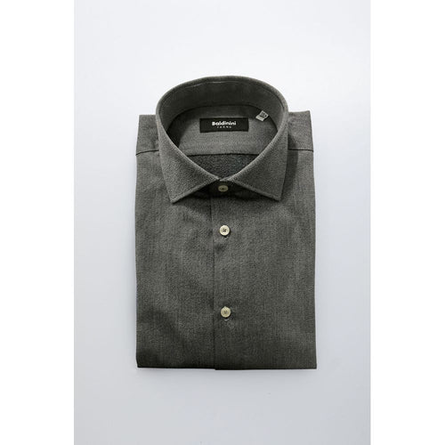 Baldinini Trend Gray Cotton Men Shirt - ClickThatClicks 