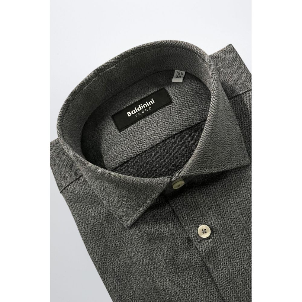 Baldinini Trend Gray Cotton Men Shirt - ClickThatClicks 