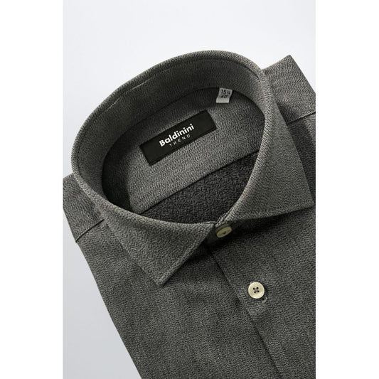 Baldinini Trend Gray Cotton Men Shirt - ClickThatClicks 