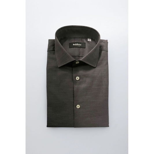 Baldinini Trend Gray Cotton Men Shirt - ClickThatClicks 