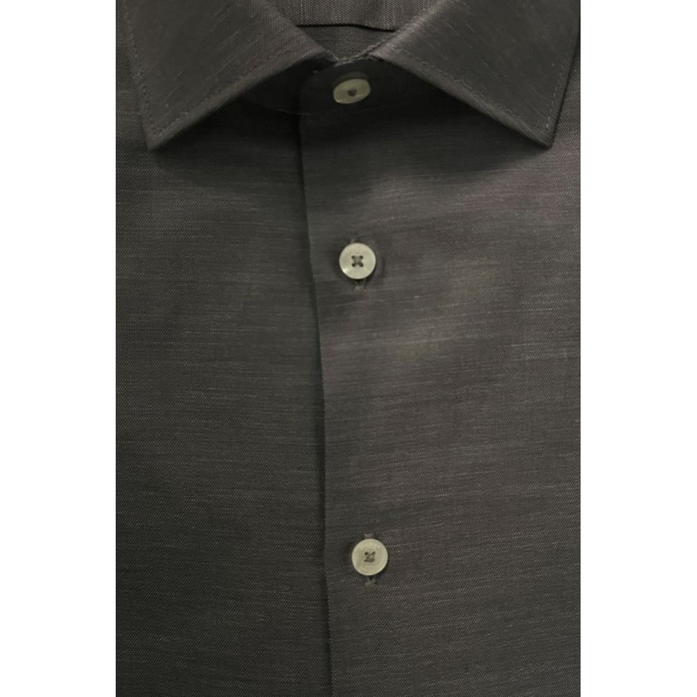 Baldinini Trend Gray Cotton Men Shirt - ClickThatClicks 