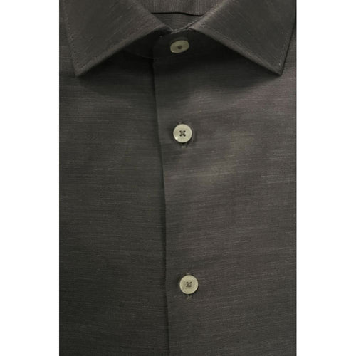 Baldinini Trend Gray Cotton Men Shirt - ClickThatClicks 