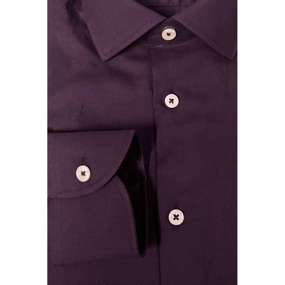 Baldinini Trend Purple Cotton Men Shirt - ClickThatClicks 