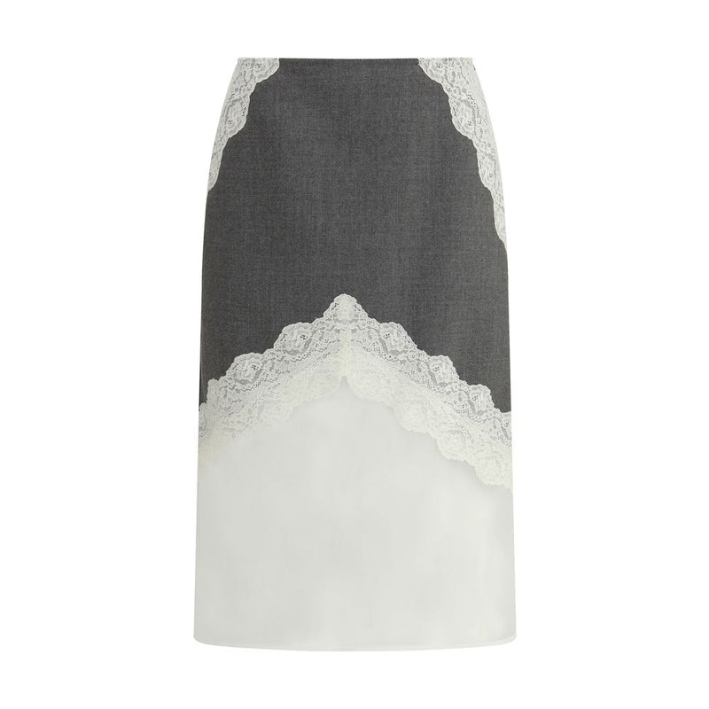 Jil Sander Gray Polyester Midi Skirt