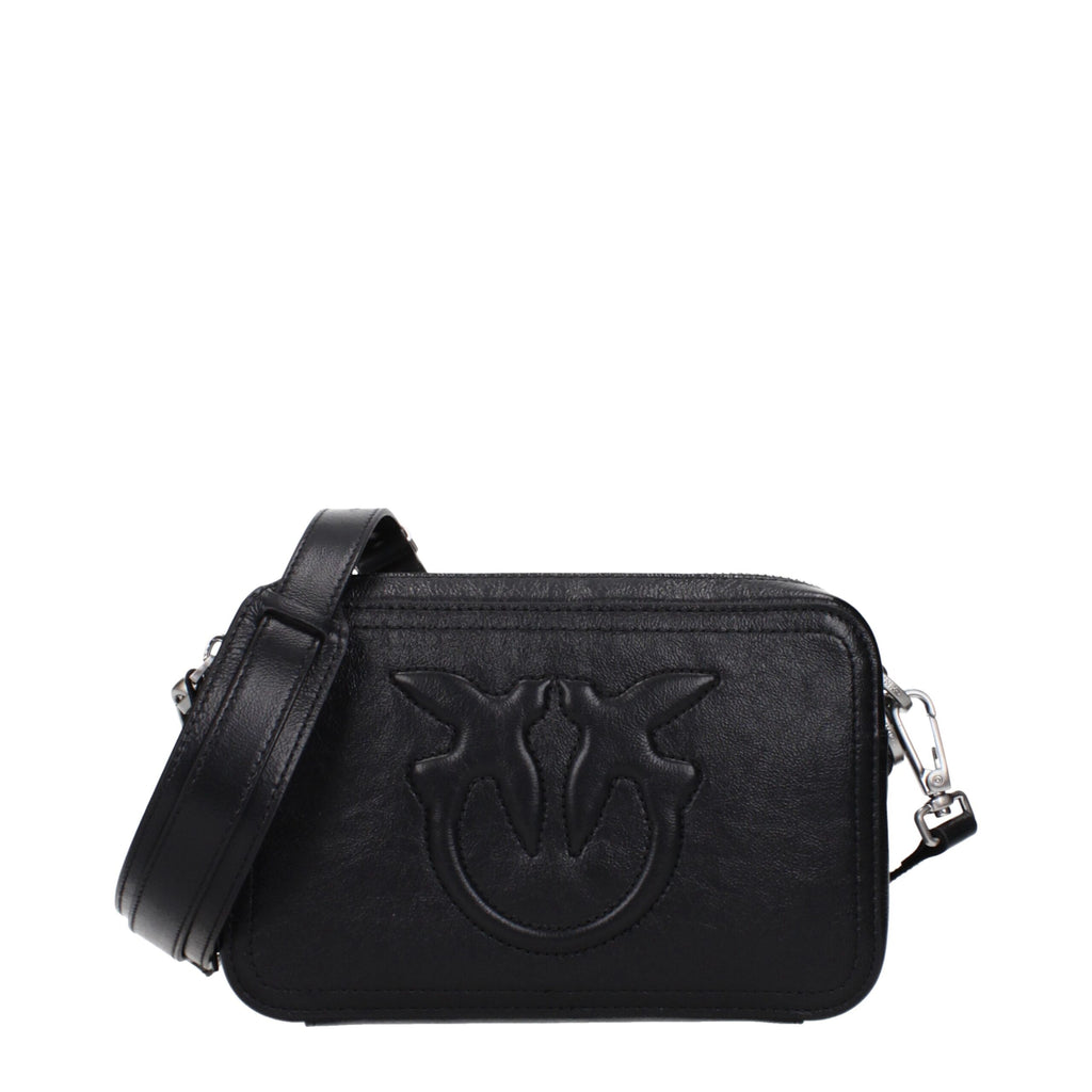 PINKO Black Leather Crossbody Bag