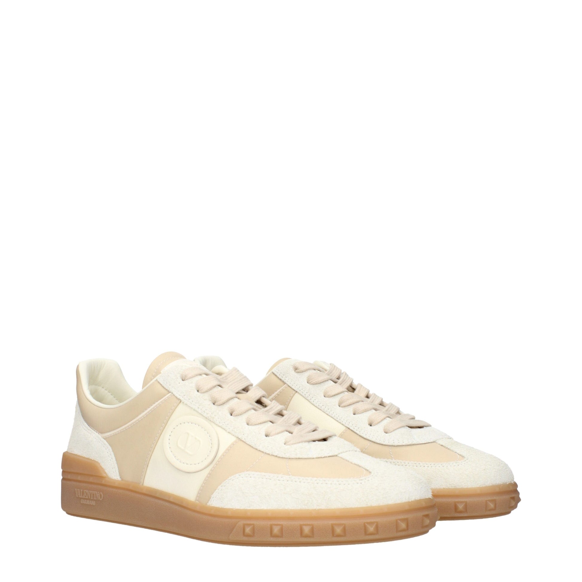 Valentino Garavani Beige Fabric Low Top Sneakers - ClickThatClicks 