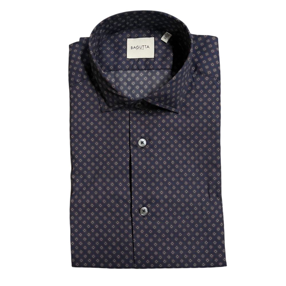 Bagutta Blue Cotton Men's Slim Fit Shirt - ClickThatClicks 