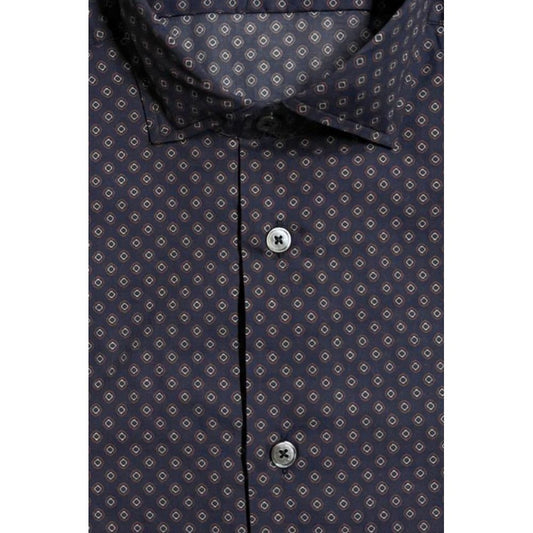 Bagutta Blue Cotton Men's Slim Fit Shirt - ClickThatClicks 
