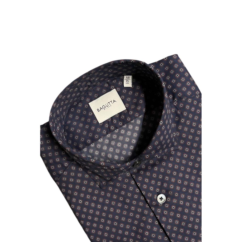 Bagutta Blue Cotton Men's Slim Fit Shirt - ClickThatClicks 