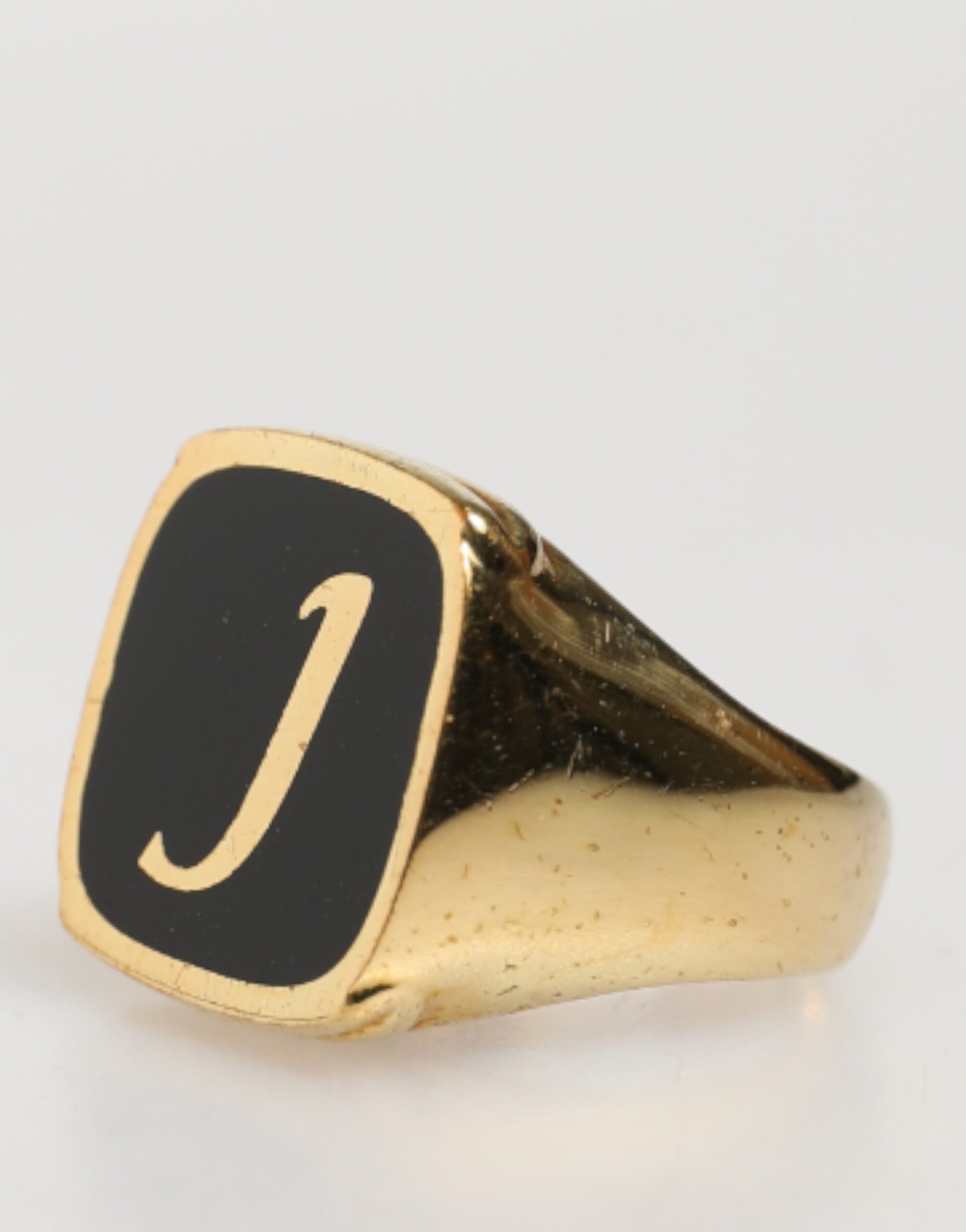 Dolce & Gabbana Gold-Tone Real Brass Black Enamel "J" Adjustable Rings - ClickThatClicks 