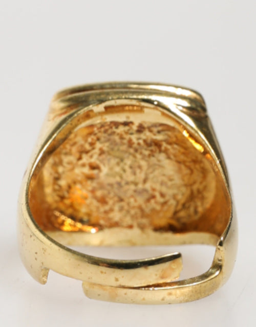 Dolce & Gabbana Gold-Tone Real Brass Black Enamel "J" Adjustable Rings - ClickThatClicks 