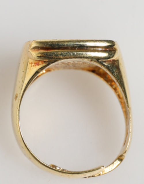 Dolce & Gabbana Gold-Tone Real Brass Black Enamel "J" Adjustable Rings - ClickThatClicks 