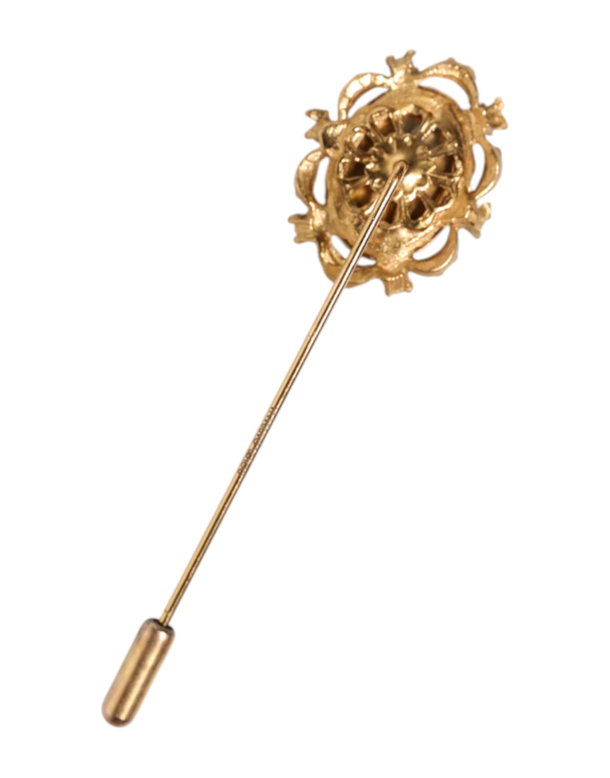 Dolce & Gabbana Gold Tone Green Stone Antique Men Accessory Brooch Pin - ClickThatClicks 
