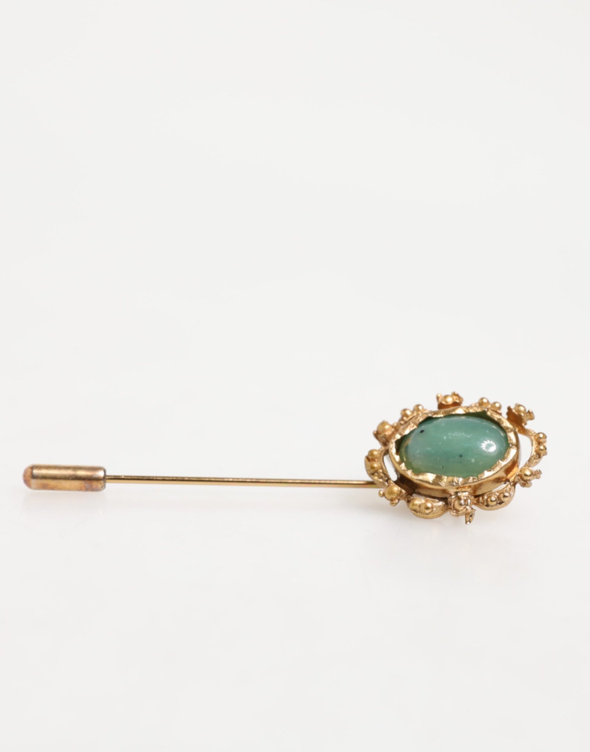 Dolce & Gabbana Gold Tone Green Stone Antique Men Accessory Brooch Pin - ClickThatClicks 