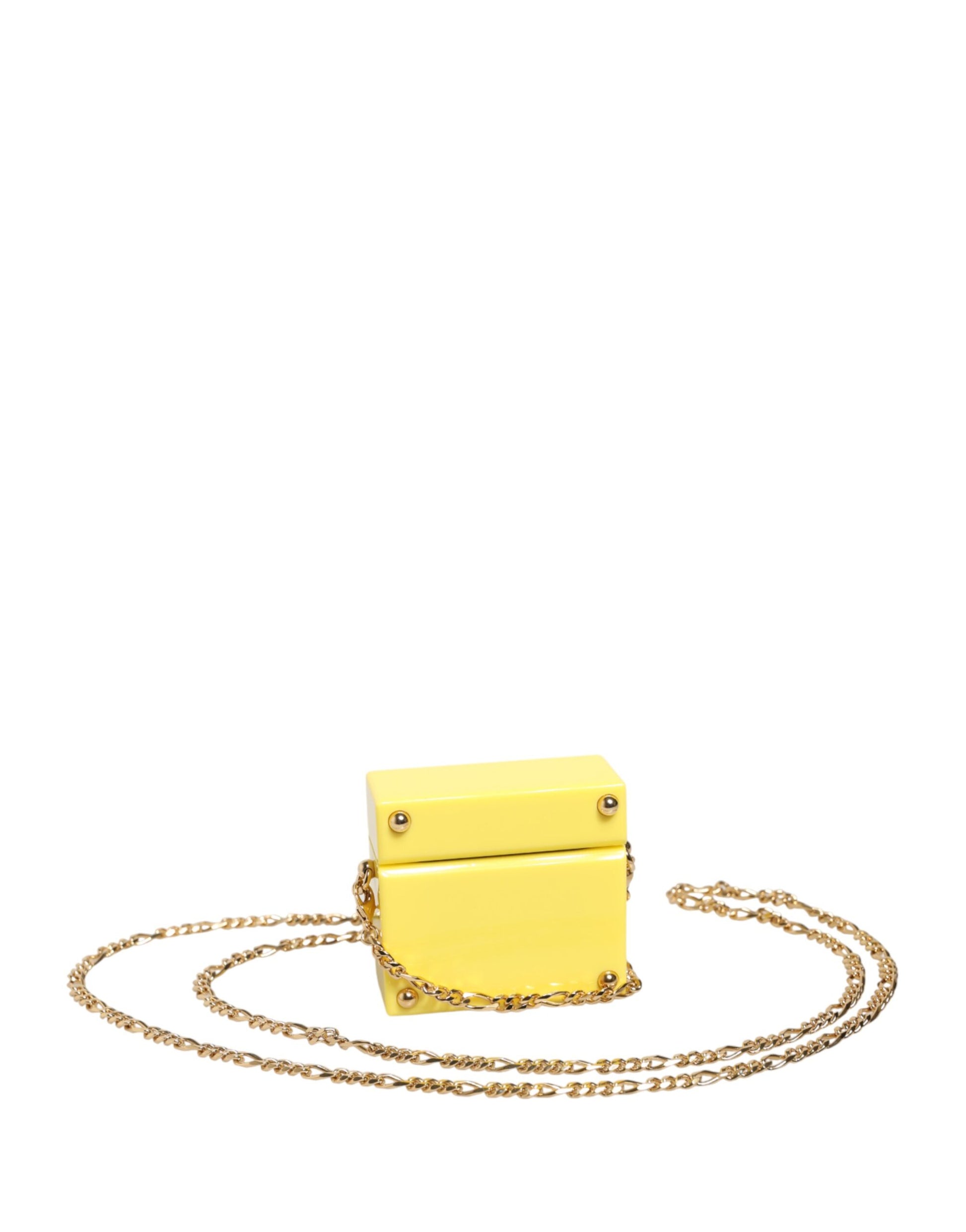 Dolce & Gabbana Yellow DG Logo Plaque Cover Gold Chain Airpods Case - ClickThatClicks 