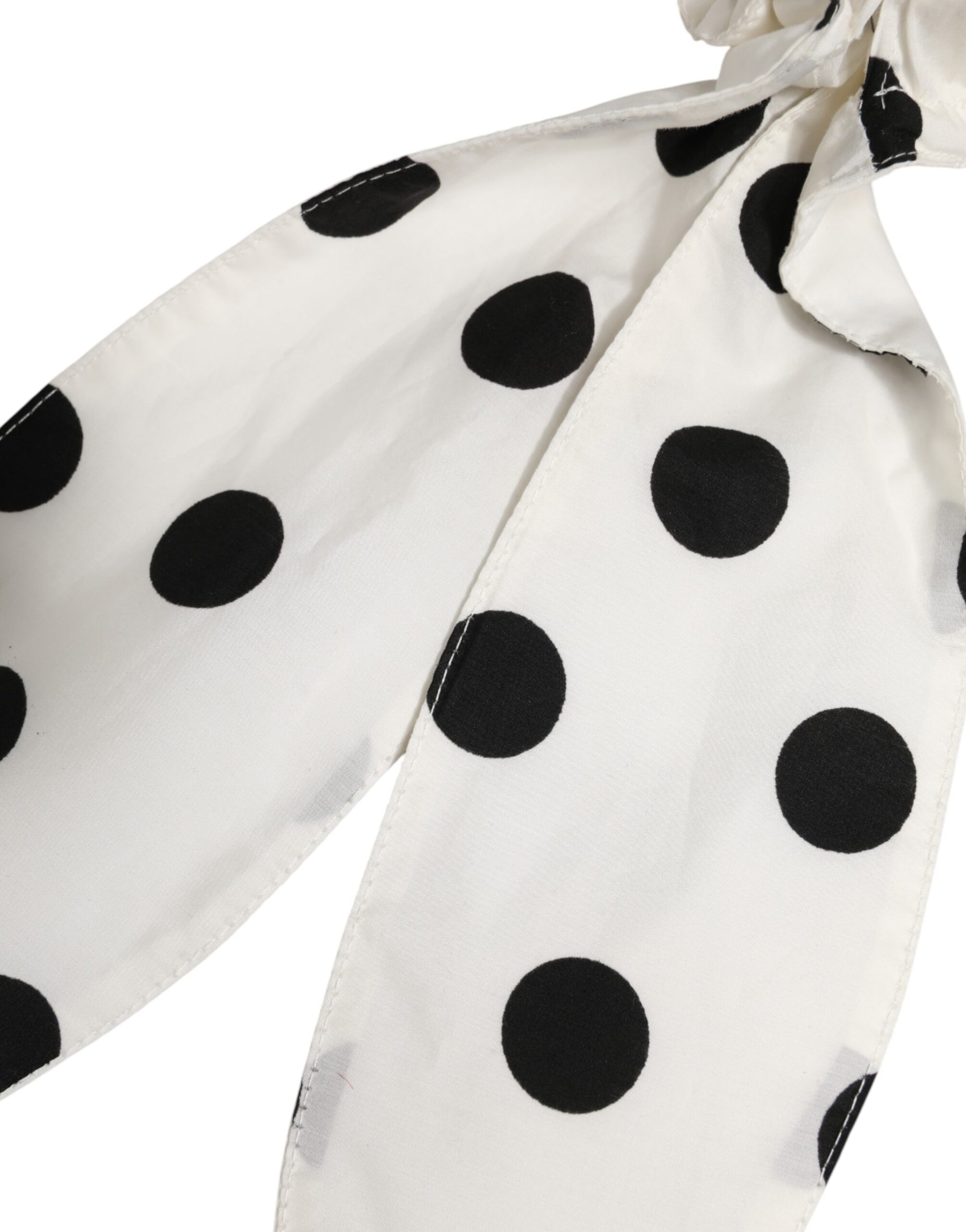 Dolce & Gabbana Scrunchie White Cotton Polka Dot Scarf Tie Accessory Hair - ClickThatClicks 