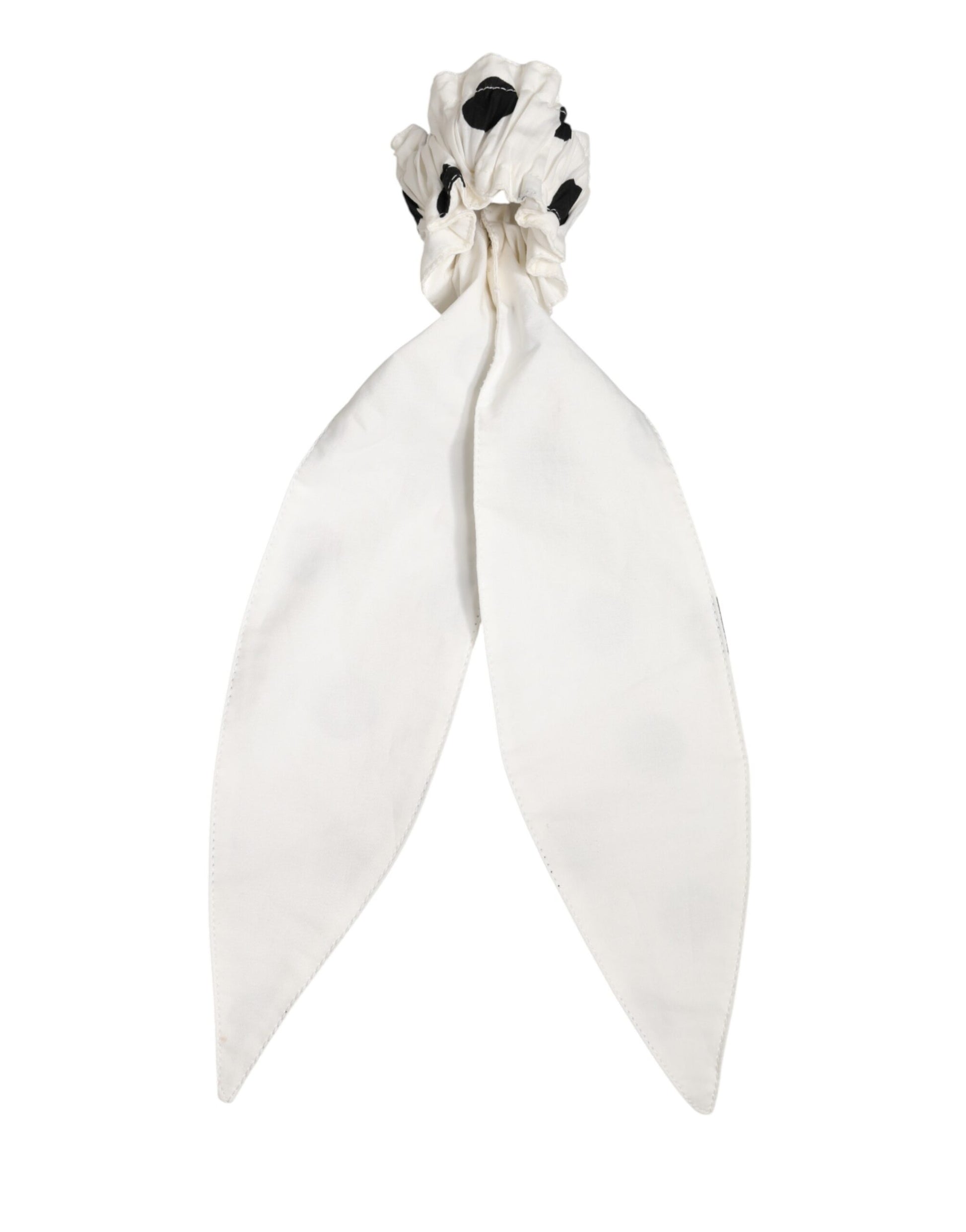 Dolce & Gabbana Scrunchie White Cotton Polka Dot Scarf Tie Accessory Hair - ClickThatClicks 