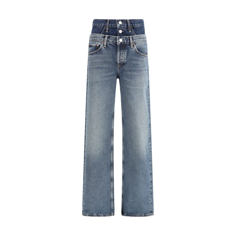 Agolde Blue Recycled Cotton Straight-Leg Jeans