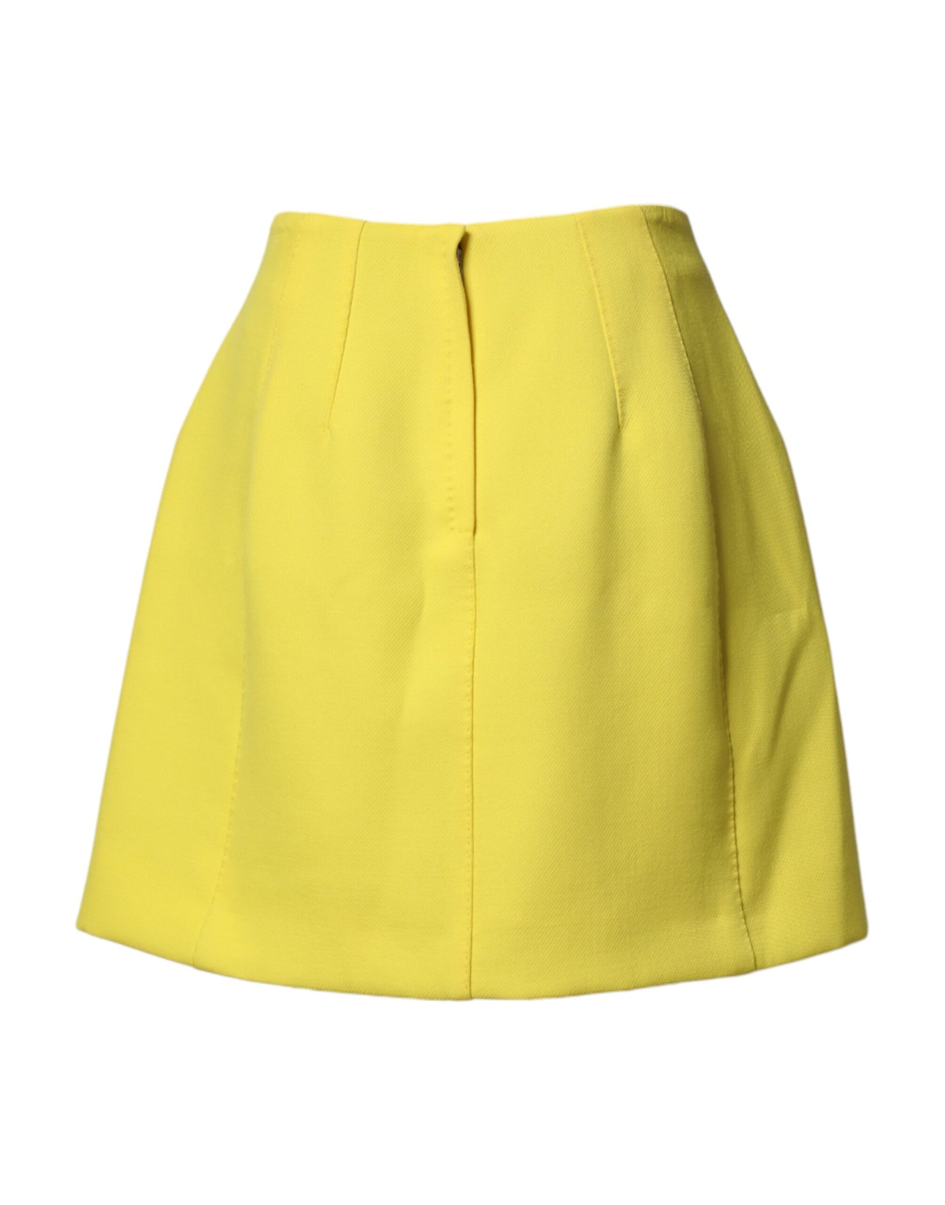 Dolce & Gabbana Yellow Wool Buttoned High Waist Mini Skirt - ClickThatClicks 