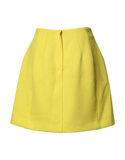 Dolce & Gabbana Yellow Wool Buttoned High Waist Mini Skirt - ClickThatClicks 