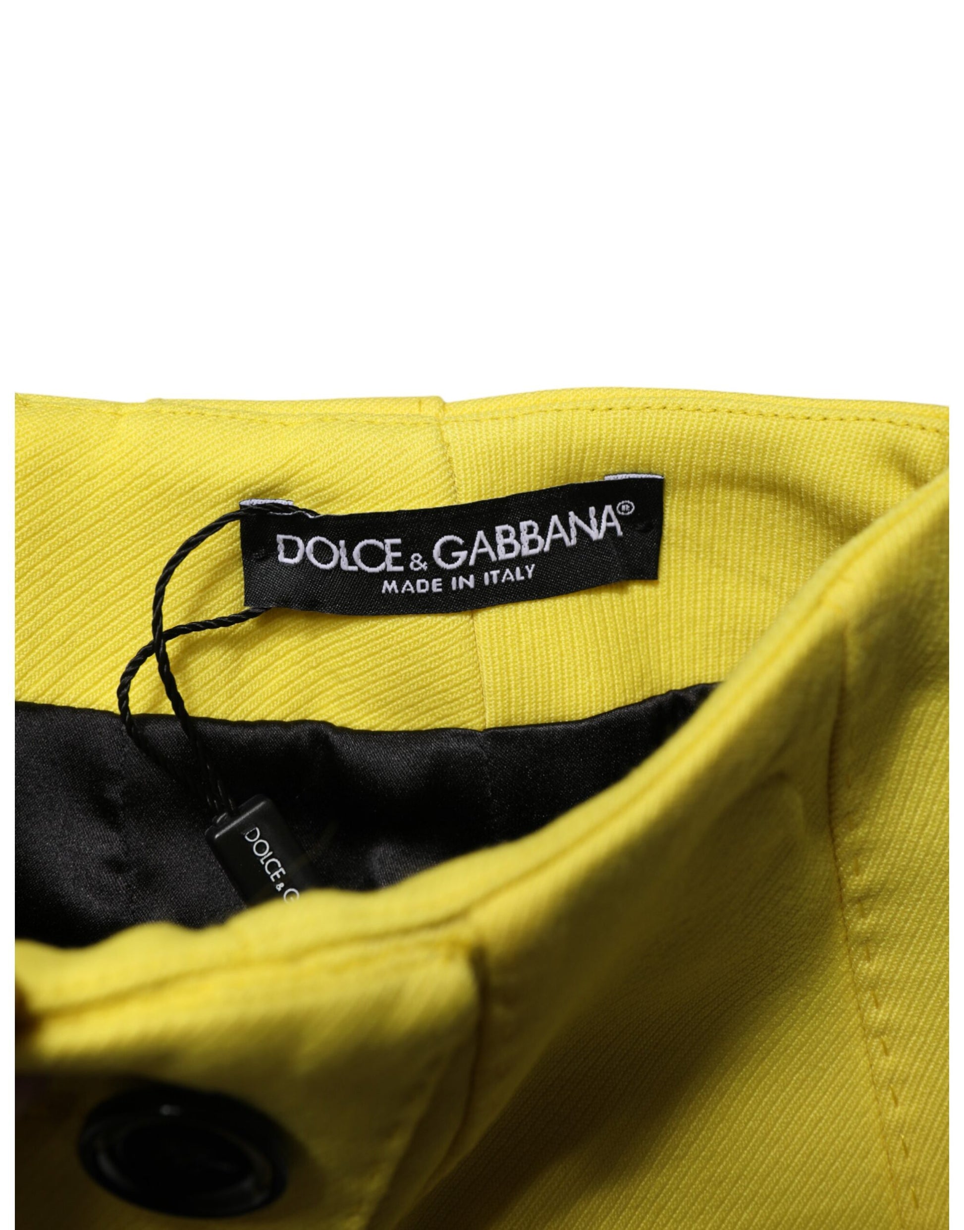 Dolce & Gabbana Yellow Wool Buttoned High Waist Mini Skirt - ClickThatClicks 