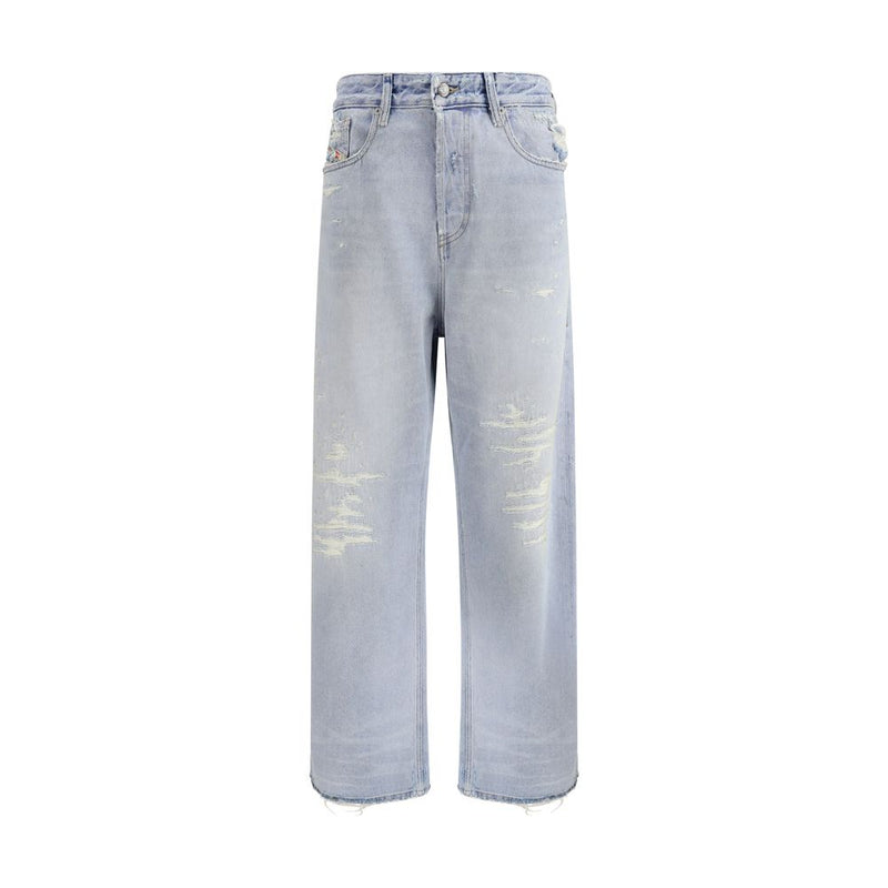 Diesel Light Blue Cotton Relaxed Fit Jeans