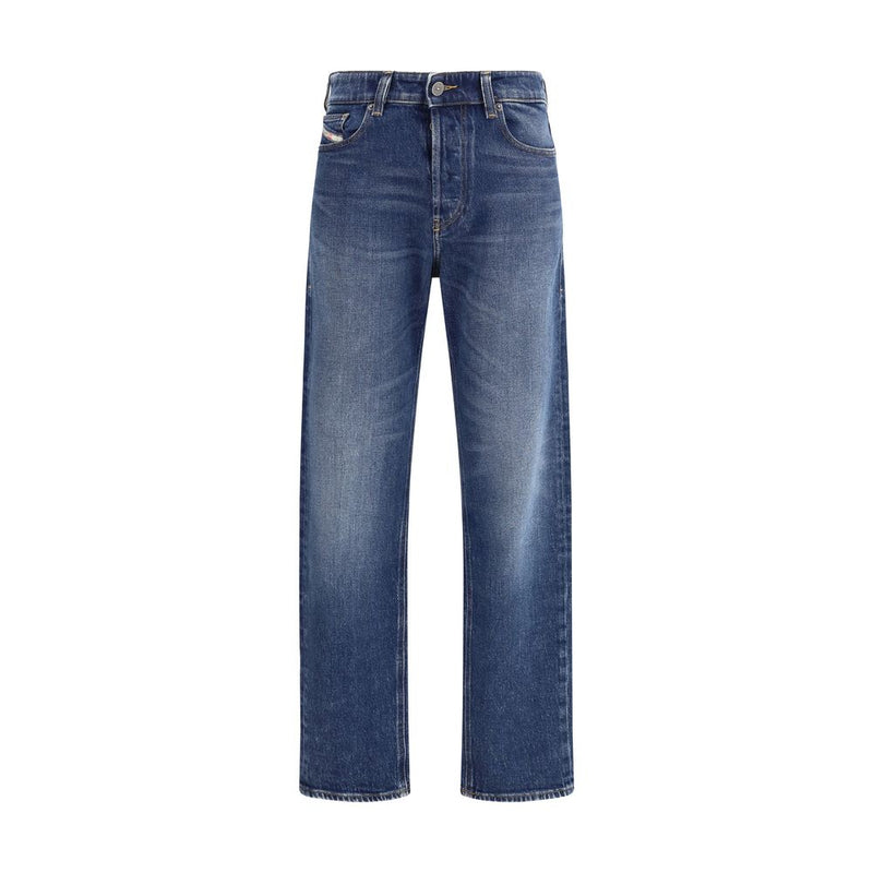 Diesel Blue Cotton Straight-Leg Jeans