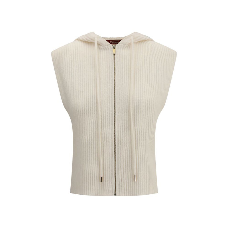 Max Mara White Wool Sleeveles Sweater
