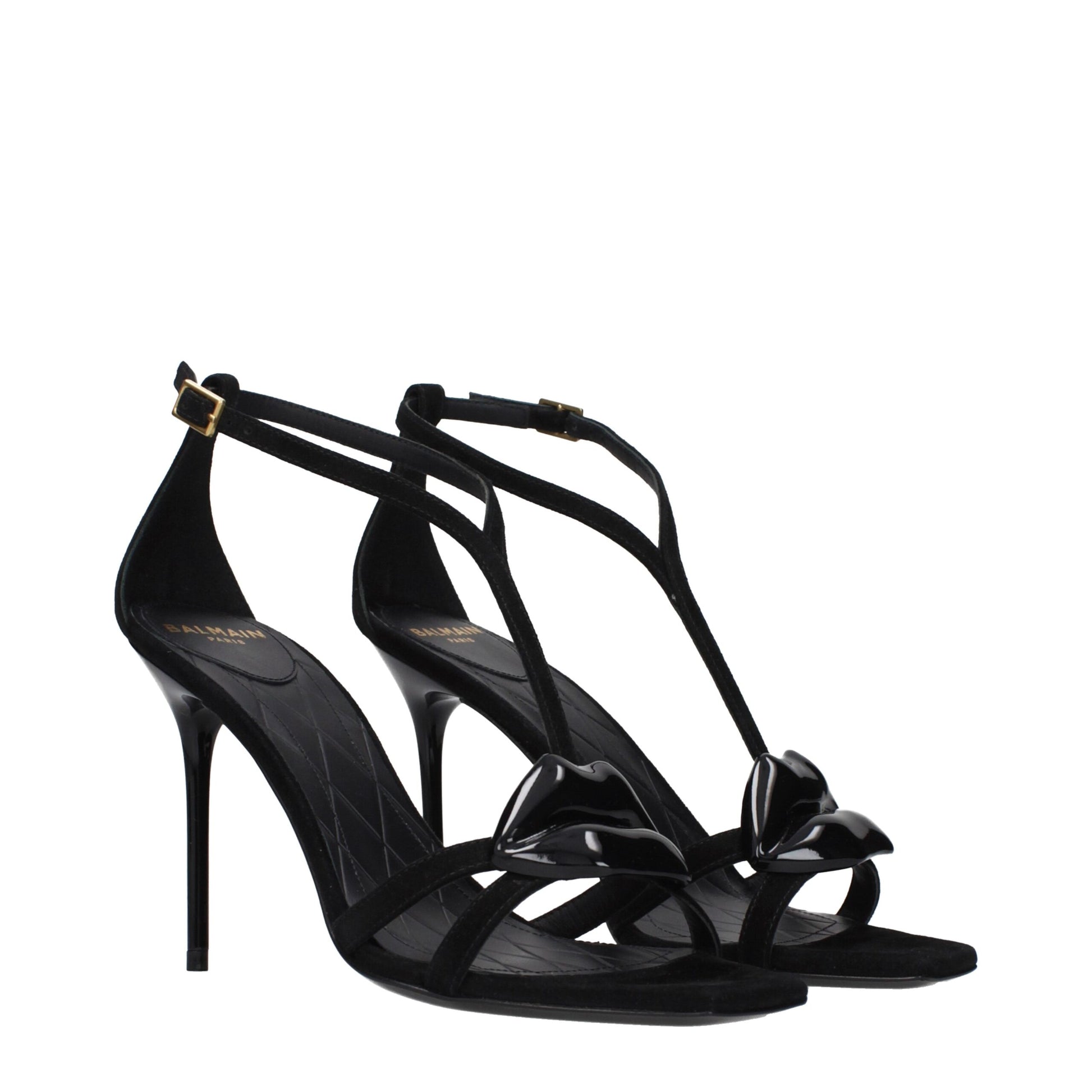 Balmain Black Leather Stiletto Heel Sandals - ClickThatClicks 