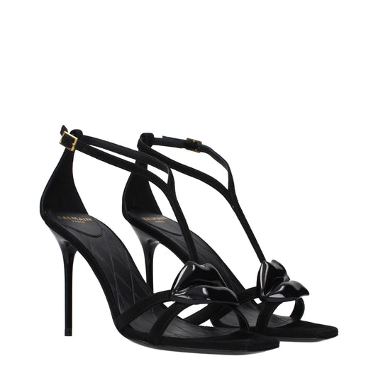 Balmain Black Leather Stiletto Heel Sandals - ClickThatClicks 