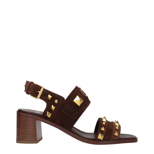 Valentino Garavani Brown Leather Strap-On Sandals - ClickThatClicks 