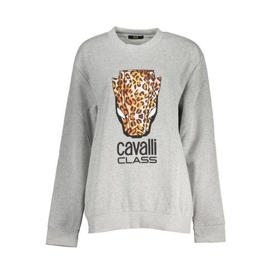 Cavalli Class Grigio Polyester Women Sweatshirt - ClickThatClicks 