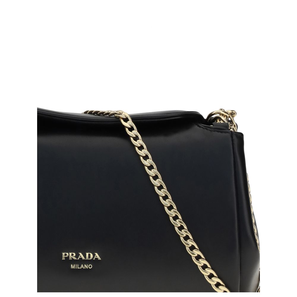 Prada Black Calf Leather Bos Taurus Shoulder Bag - ClickThatClicks 
