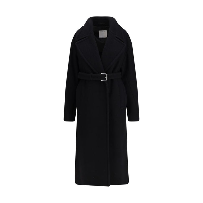 Max Mara Black Fleece Wool Coat