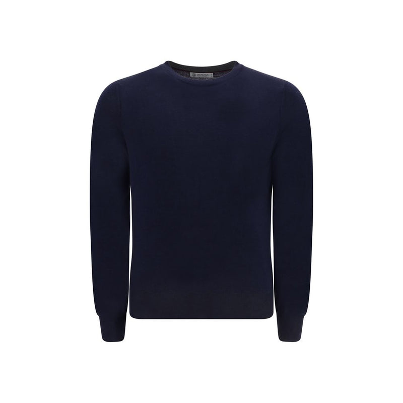 Brunello Cucinelli Blue Fleece Wool Sweatshirt